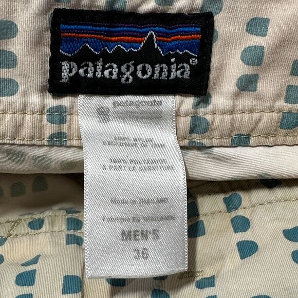 Patagonia Wavefarer Trunks Board Short Beach Cream Geometric Swim Men 36 *W34 - Picture 8 of 9